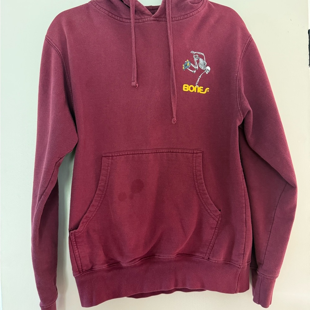 Bones skate boarding Burgundy Hooded Sweatshirt